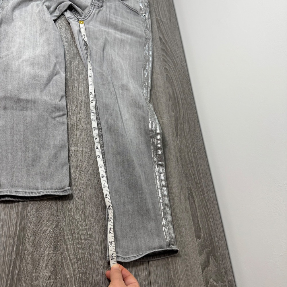 WHBM high rise straight gray denim silver metallic size 10 women - Picture 5 of 8